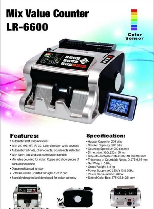 Mix Value Cash Counting Machine with Fake Note Detection Color Sensor  uploaded by Stone Villa Handicrafts on 11/27/2022