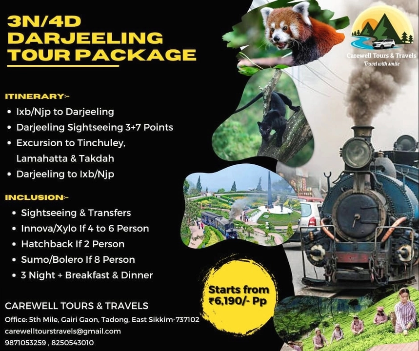 Darjeeling package 3N/4D uploaded by Carewell Tours & Travels on 11/27/2022