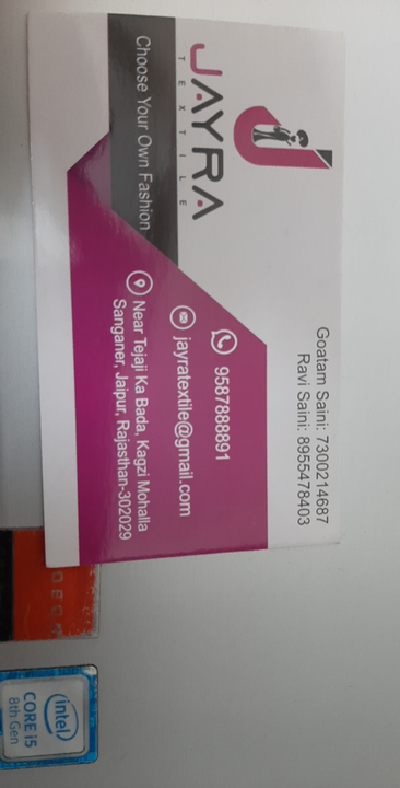 Visiting card store images of JAYRA TEXTILE