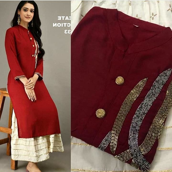 Rayon kurti with plazzo uploaded by business on 1/25/2021