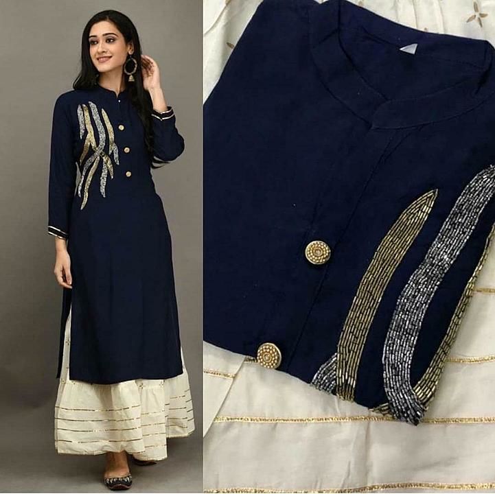 Rayon kurti with plazzo uploaded by business on 1/25/2021