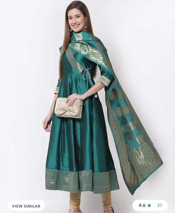 Green anarkali party dress uploaded by business on 11/27/2022