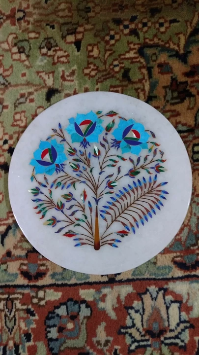 Marble inlay work plate uploaded by A.R Handicrafts on 11/28/2022