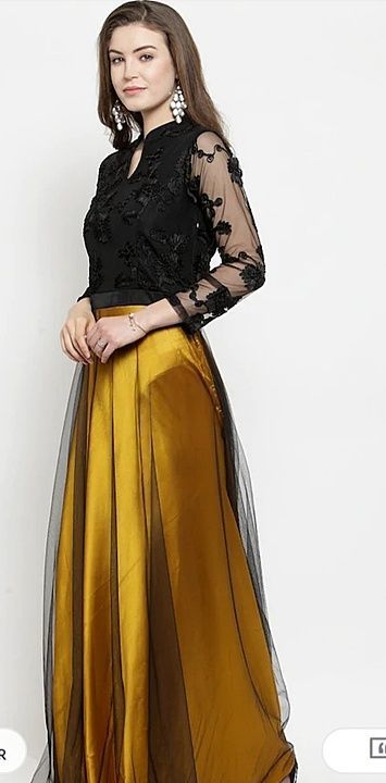 Wow net emblishment satin Maxi gowns  uploaded by business on 1/25/2021
