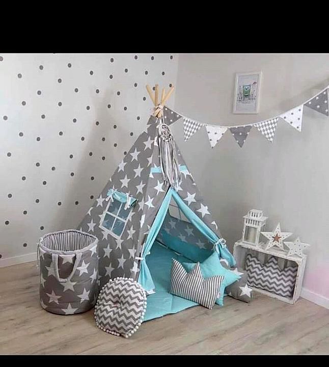 Post image Happy teepee tent...
100% indian made🇮🇳🇮🇳🇮🇳🇮🇳
 Our box packing is already sanitized before dispatching the product....
Four  U.S.P of our teepee tent
1:- kids will never get bored of this tent👼👼👼
2:- child upto 12 years can use this teepees,👼👼👼
3:- unbreakable and untoreable.🗼🗼🗼
4:- most sturdy and easiest to install and store...🏡🏡🏡

Size &amp; details🏡🏡

48"x48"x48"
(Poles are 80" in length)
Foldable and light in weight metalpoles
For easy carrying and storage...🎪🎪🎪
100% premium quality cotton canvas fabric used....(iso certified)🎪🎪🎪
Dry clean only product...

4 star  or cloud cushions absolutely free☁️☁️☁️

1 mattress 10mm foam
Absolutely free..🎀🎀🎀

2 kitbags for easy carrying and storage...🧳🧳🧳

Smart box packing .📦📦📦
