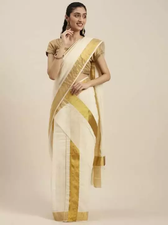 White karela kasavu with plain body and Zari pallu sarees  uploaded by business on 11/28/2022