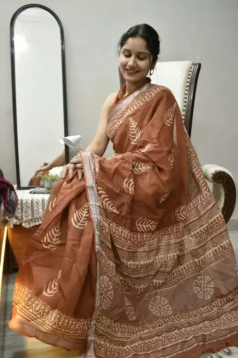 Cotton slub  linen sari  uploaded by business on 11/28/2022