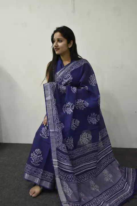 Cotton slub  linen sari  uploaded by business on 11/28/2022
