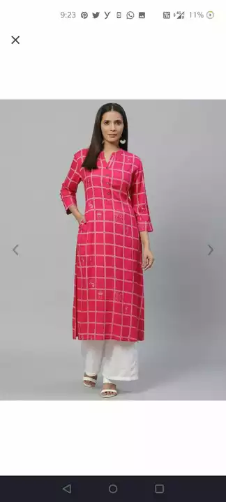 Post image Women pink color Straight Kurta with Mandarin collar and calf length