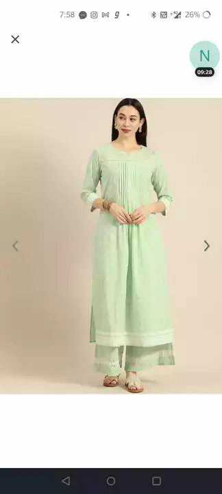 Women light green color Straight Kurta with cotton lace uploaded by Sarraf Garments on 11/29/2022
