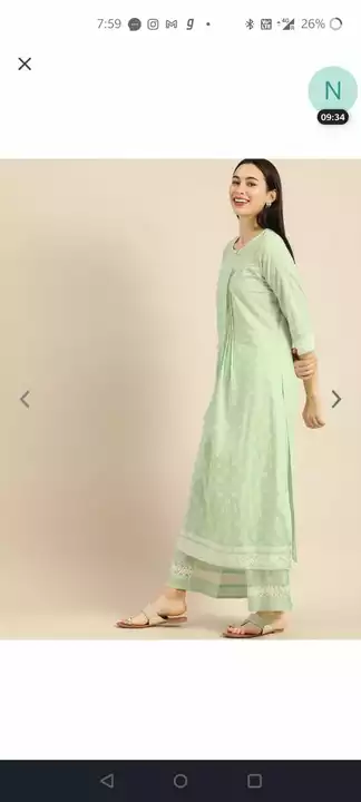Women light green color Straight Kurta with cotton lace uploaded by Sarraf Garments on 11/29/2022