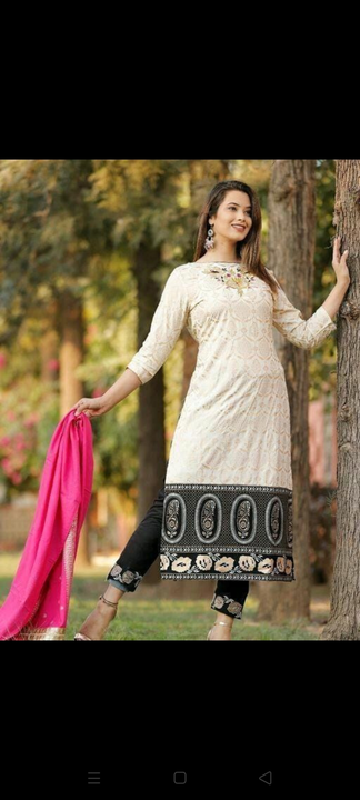 Rayon kurti embroidery with dupatta set  uploaded by B.R Enterprises  on 11/29/2022