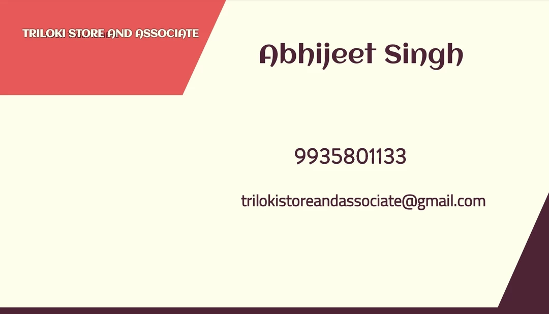 Visiting card store images of Triloki store and associate