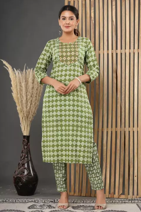 Cotton camric kurti with hand work ,pant and siffon dupatta uploaded by business on 11/29/2022