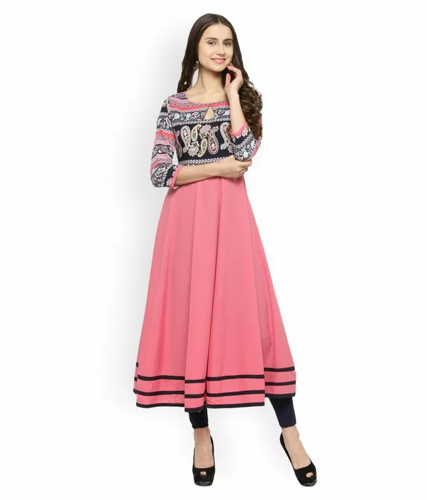 Peach Print Anarkali uploaded by business on 11/29/2022