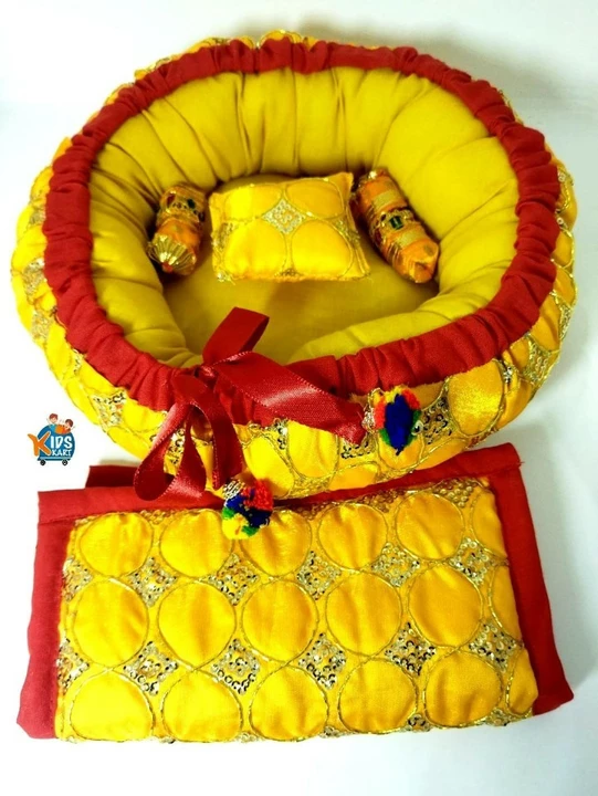 Laddu Gopal Luxury Comfortable Bed, Singhasan, Bister for Bal Gopal, Kanha Ji Multicolor Round Shape uploaded by GM MEGA STORE on 11/29/2022