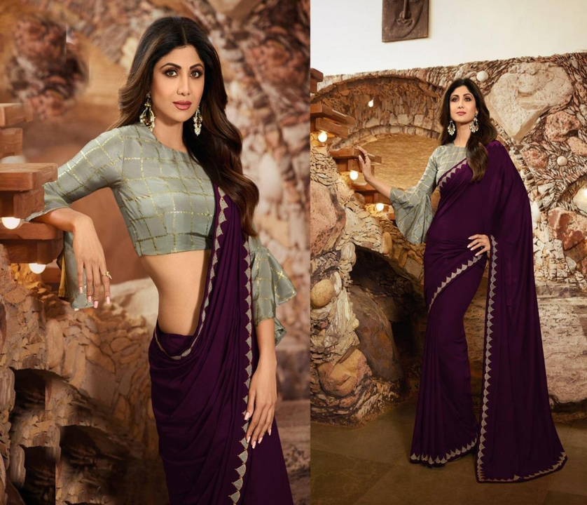 Shilpa Shetty Designer Maroon Party Style Art Silk Saree With Fancy Blouse uploaded by business on 11/30/2022