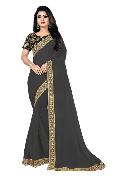 Grey Satin Georgette Embroidered Festival Wear Saree 07 uploaded by business on 11/30/2022