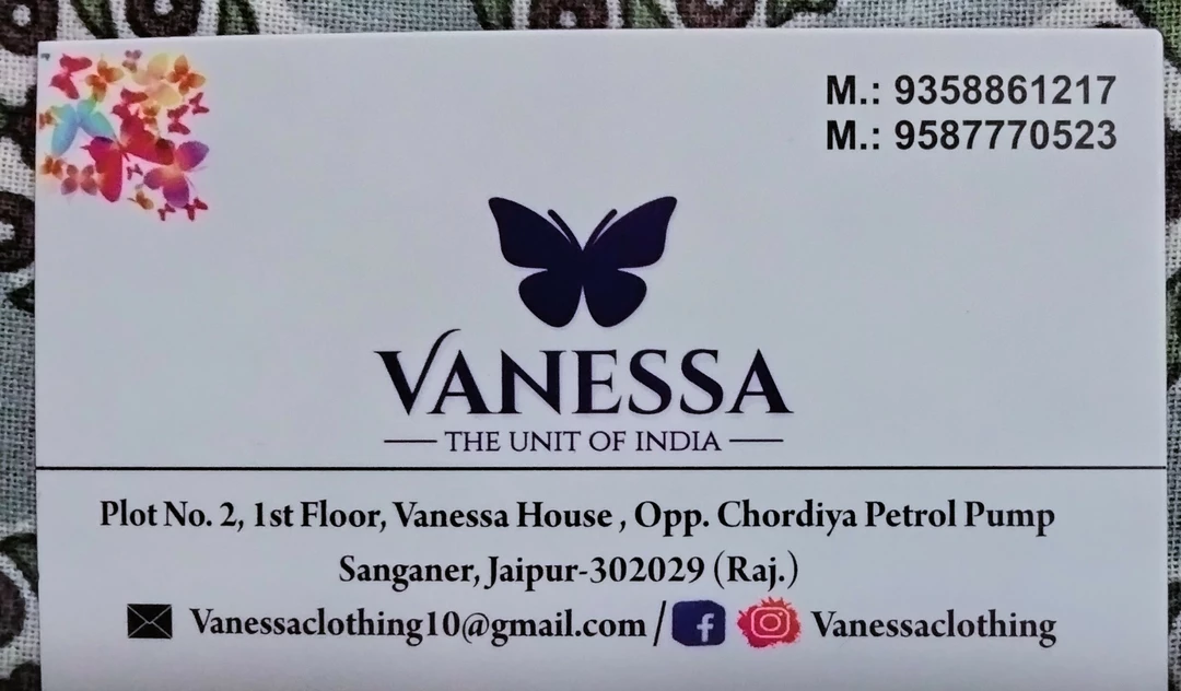 Visiting card store images of VANEESHA