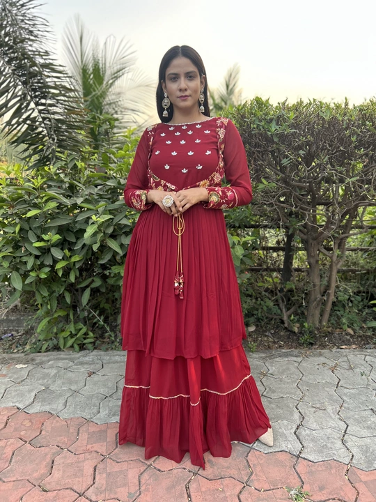 Exclusive Maroon Multi embroidery Top with Lehenga  uploaded by Vihu fashion on 11/30/2022