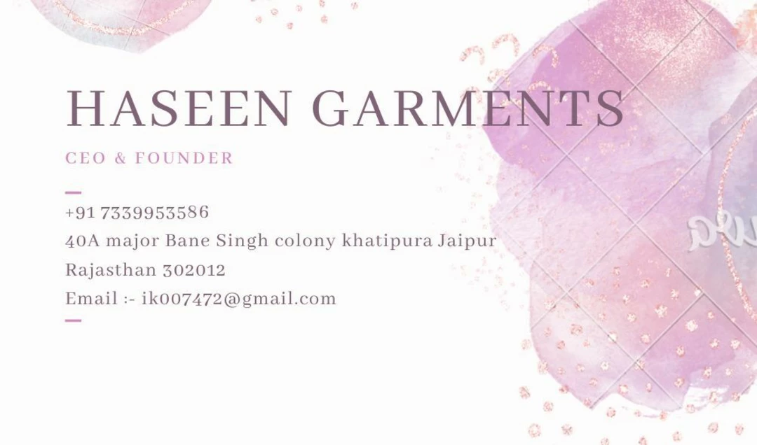 Visiting card store images of Haseen garments