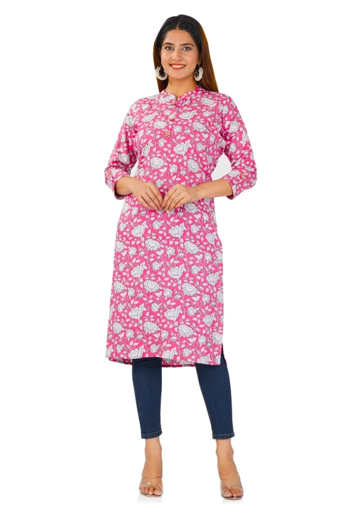 new procine printed a line kurti for girl's  uploaded by JAYRA TEXTILE on 11/30/2022