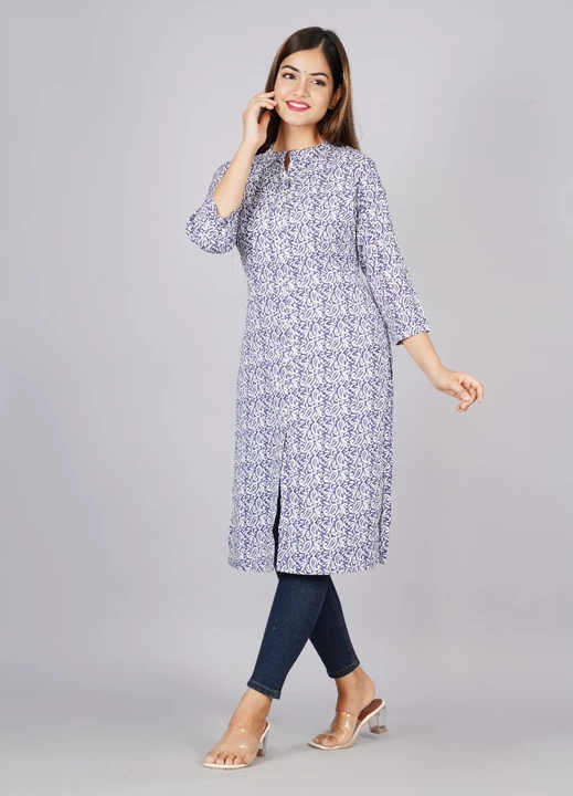 new procine printed a line kurti for girl's  uploaded by business on 11/30/2022