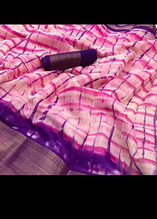 shibori printed saree with contrast blouse piece  uploaded by moksh Creation  on 1/26/2021
