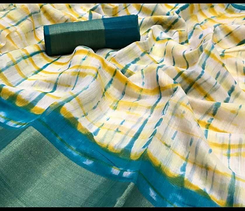 shibori printed saree with contrast blouse piece  uploaded by moksh Creation  on 1/26/2021