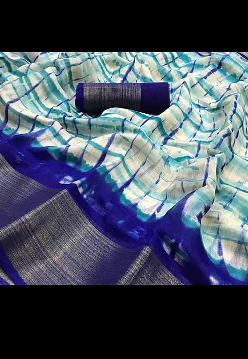 shibori printed saree with contrast blouse piece  uploaded by business on 1/26/2021