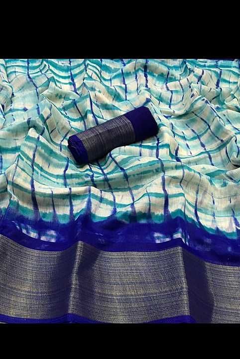 shibori printed saree with contrast blouse piece  uploaded by business on 1/26/2021