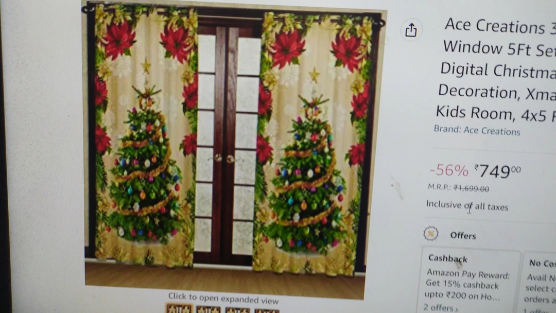 Christmas curtains set of 2pcs uploaded by Guru nanak enterprises on 11/30/2022