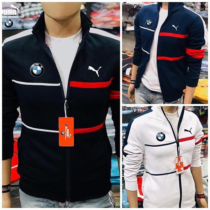 Post image *Brand - Puma*

*Surplus Quality*

❤❤✌🏻 *Heavy demanded Current showroom Puma BMW Jackets now in stock* ✌🏻❤❤

*101% 4way Smooth &amp; Soft Original Lycra Jacket*😘
 
 *Both side zip pocket* 😍😍

*Colours -  3*
👉Black
👉Navy
👉White

*Sizes -*M38, L40, XL42*
 ( *Standard Sizes* )
        
 *Price -  590/-#s new - Free ship* 🤗🤗
*MRP - 5890*

 *Packed in single piece polybag*