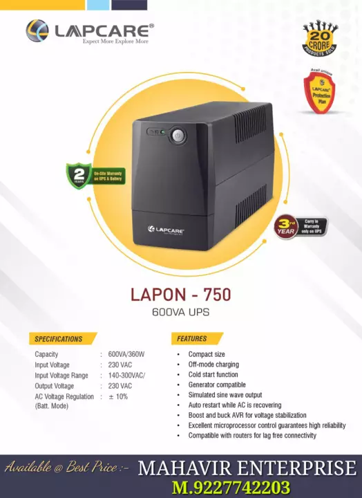 Lapcare 600va Ups uploaded by business on 12/1/2022