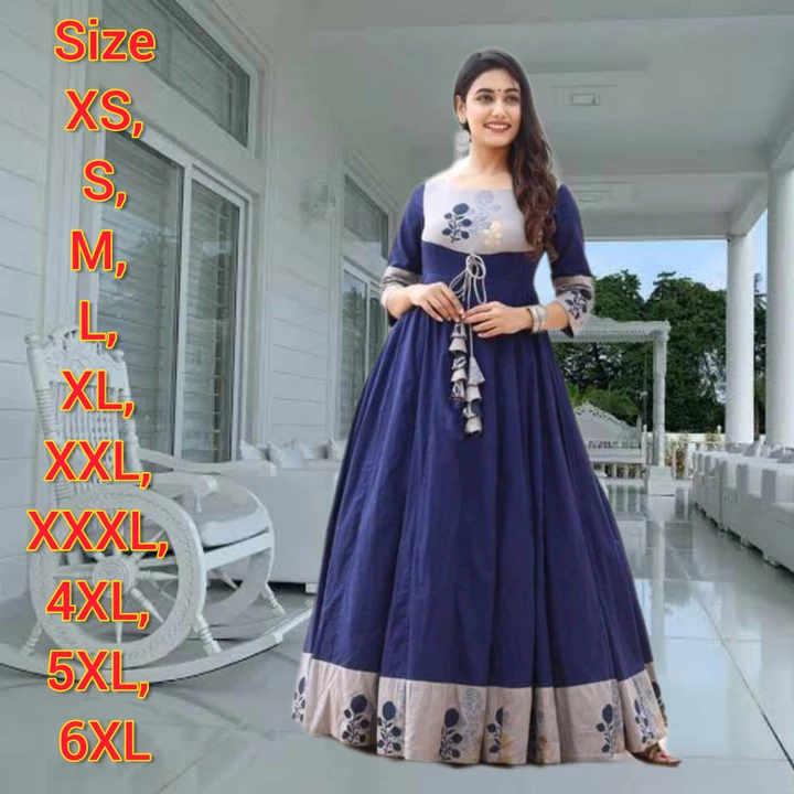 Long Gown XS, S, M, XL, PP 395.00 :: XXL, 3XL ₹ 550.00 4XL, 5XL, 6XL ₹ 750.00 uploaded by PLP Fashion on 12/1/2022