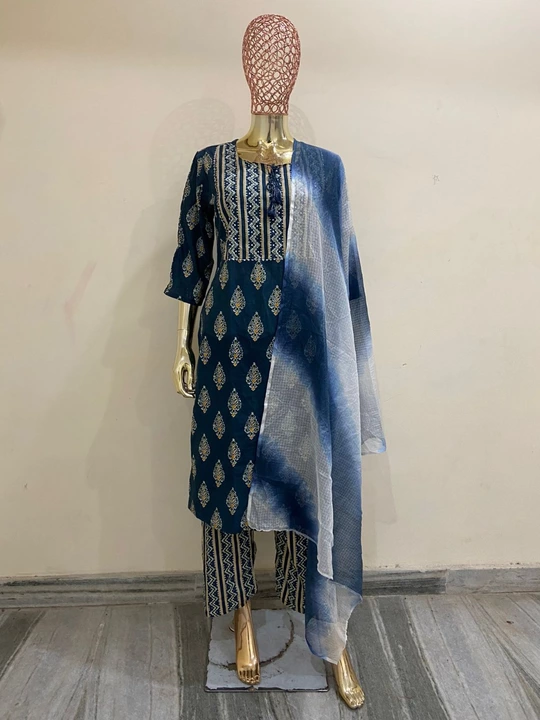 Beautiful Procin Printed Cotton Fabric Kurti Worked With Tubelight Hand Work On Yoke uploaded by Rhyno Sports & Fitness on 12/2/2022