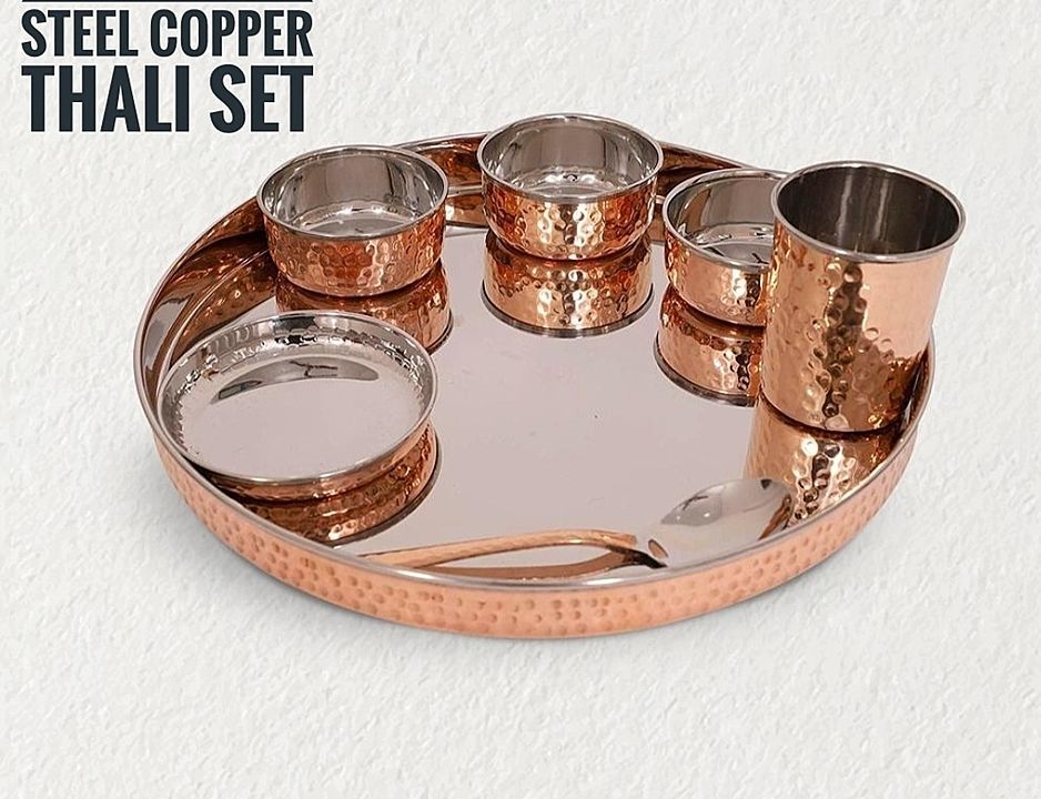 Copper steel thali set uploaded by business on 1/27/2021