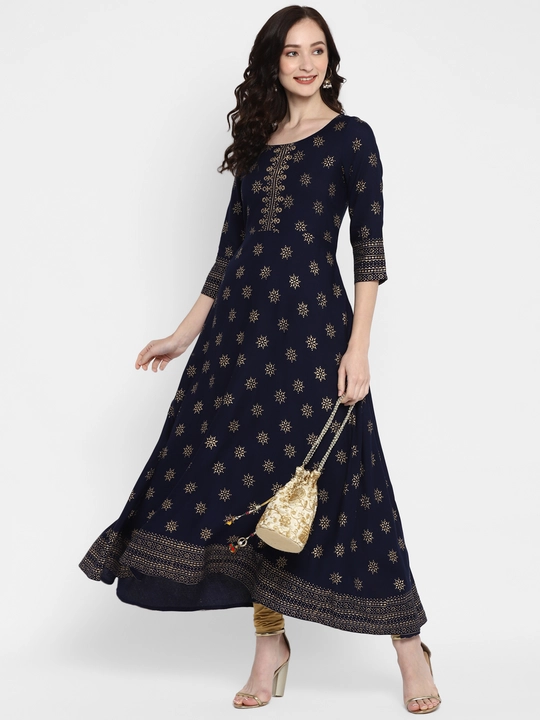 G collection women rayon hand block  print  anarkali kurta uploaded by G collection on 12/2/2022
