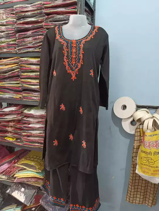 Ladies Woollen Embroidered Kurta Palazzo set.  uploaded by business on 12/2/2022
