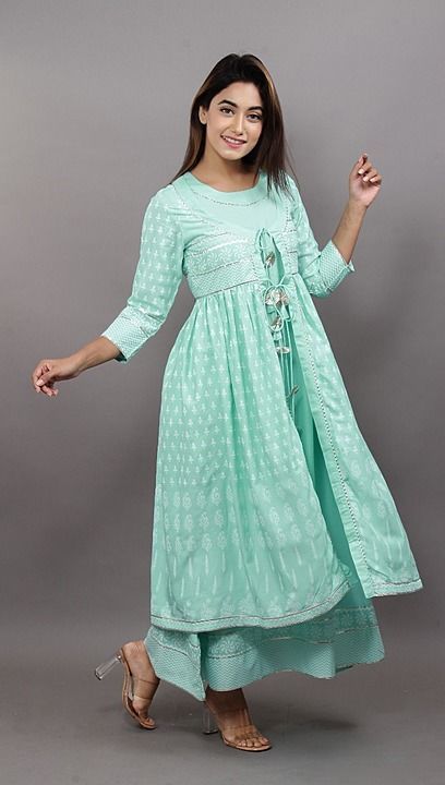 Product image with price: Rs. 590, ID: rayon-long-kurti-with-jaket-ca04abca