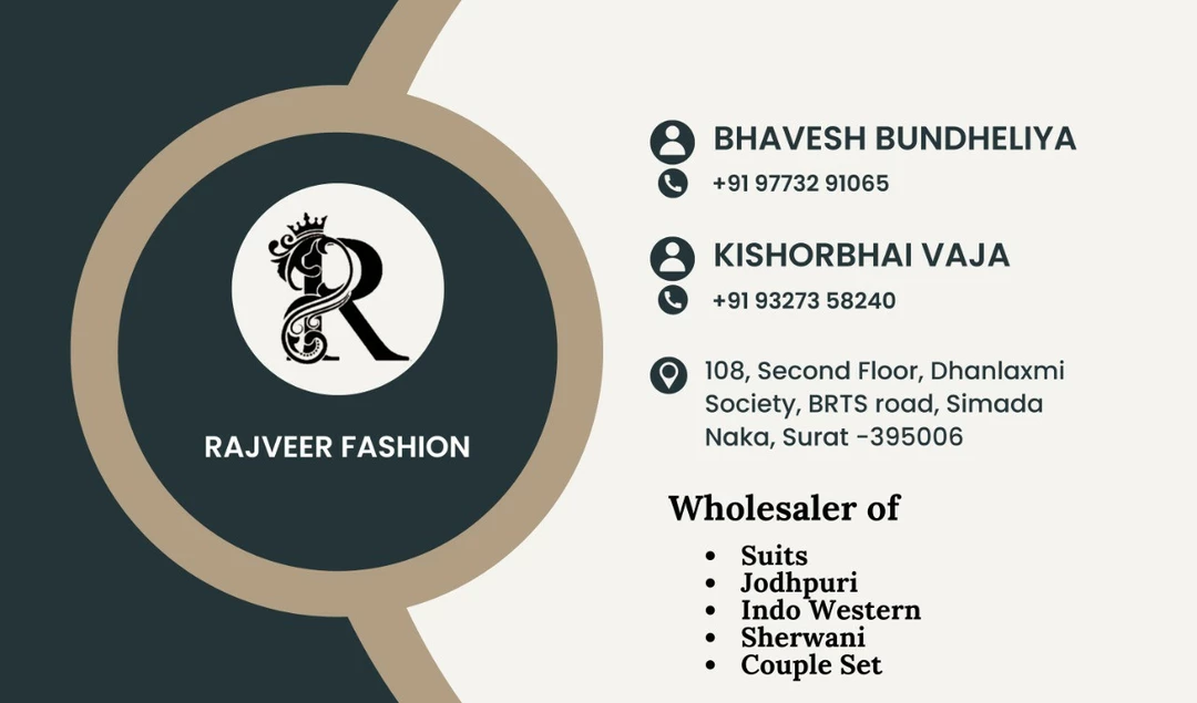 Visiting card store images of Rajveer fashion