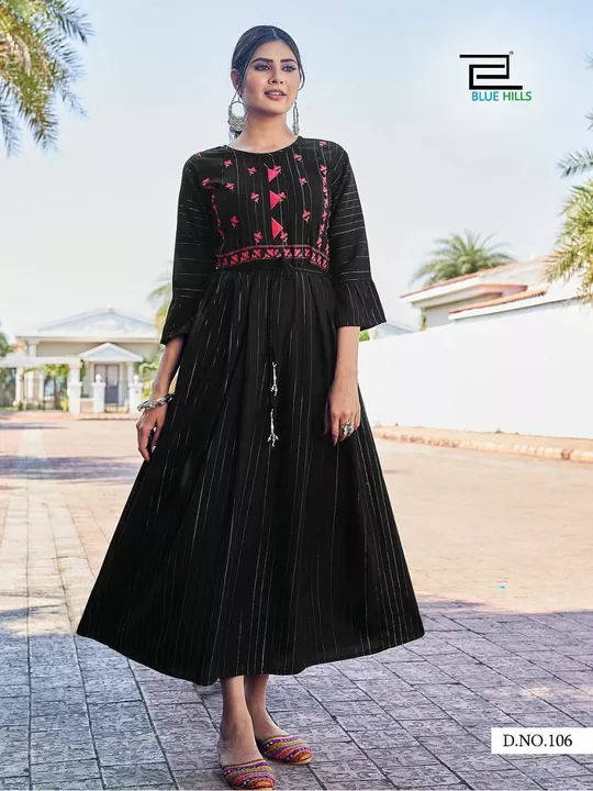 _Long Embroidery work gown with Fancy Sleeves Pattern_ uploaded by Krishna Collection on 12/3/2022