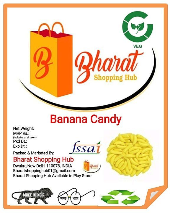 Banana candy for kids and decorative pack of 100gram uploaded by BSH Mega Store  on 1/28/2021