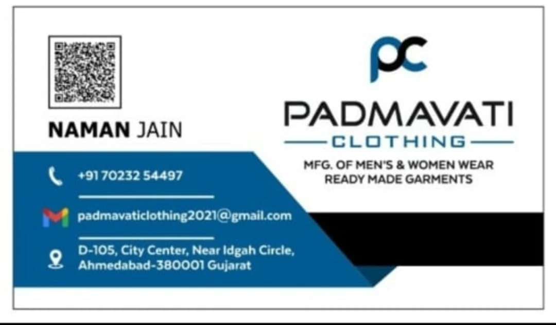 Visiting card store images of PADMAVATI CLOTHING