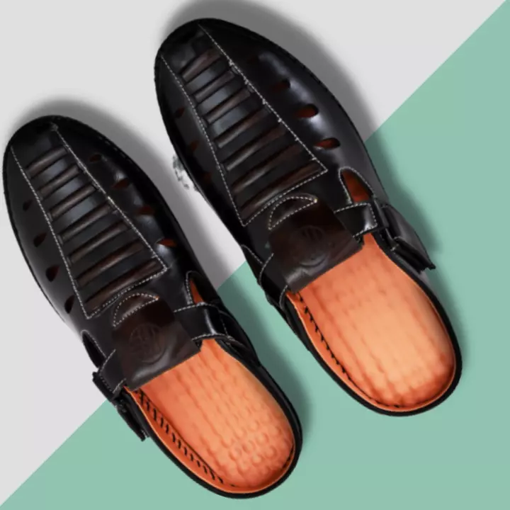 Lazy21 Synthetic Leather Black 🖤 Comfort And Fashionable Trendy Casual Velcro Sandals For Men 😍🤩 uploaded by .lazy21.com on 12/3/2022