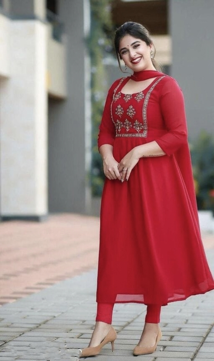 Red colour anarkali Georgette gown for women  uploaded by Tamanna Creation on 12/3/2022