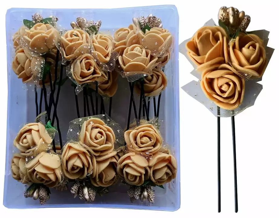 Product image with ID: three-foam-flower-one-pollen-juda-hair-pins-golden-color-3cc37f07