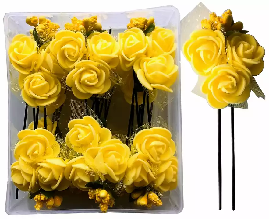 Three Foam Flower one pollen juda hair pins,(yellow 🟡). uploaded by Morning Glory Traders on 12/3/2022