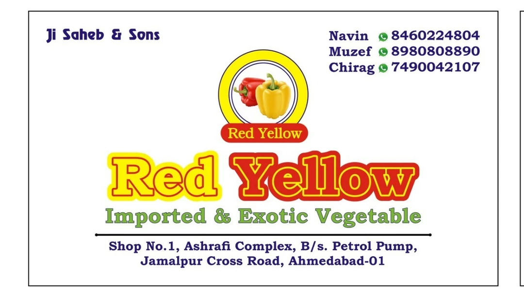 Visiting card store images of Red Yellow Imported Exotic Vegetables