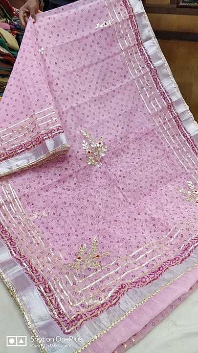 Kota doriya block printed saree with gota work  uploaded by Kota saree sangam on 1/28/2021